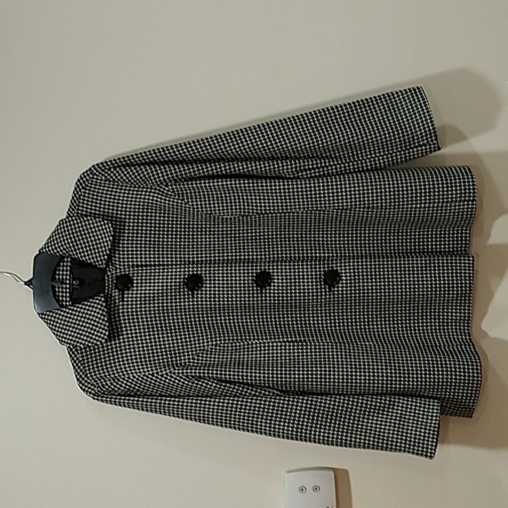 Briggs New York Houndstooth Print Blazer Black/ White Size 14.